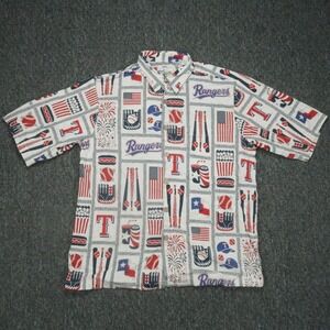 Texas Rangers Shirt Men Medium White Reyn Spooner Hawaiian AOP Limited
